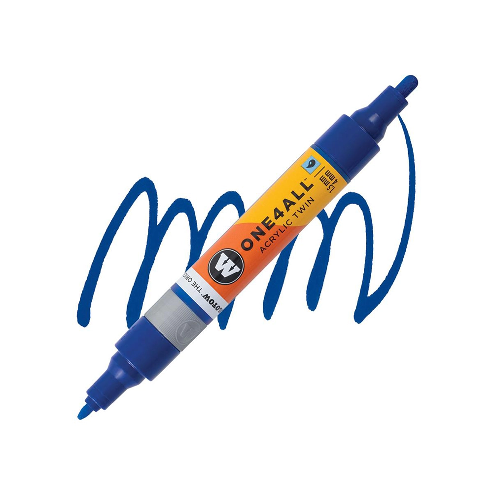 Molotow ONE4ALL Acryl Twin двустранен акрилен маркер, 1,5 + 4 мм, наситено син